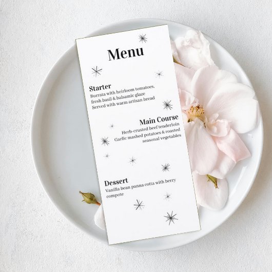 Modern Celestial Minimalist Wedding Menu Card