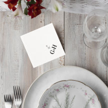 Modern Celestial Monogram Wedding Cocktail Napkin