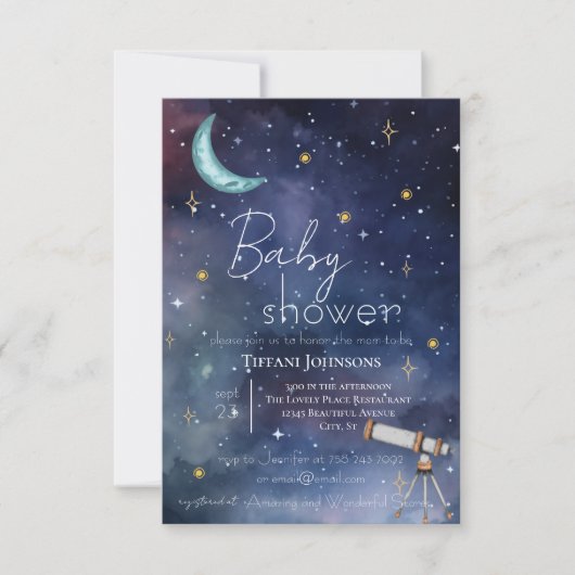 Modern Celestial Moon & Stars Baby shower Kaart (Voorkant)