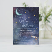 Modern Celestial Moon & Stars Baby shower Kaart (Staand voorkant)