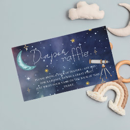 Modern Celestial Moon & Stars Diaper Raffle Informatiekaartje
