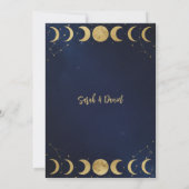 Modern Celestial Navy and Gold Moon Stars Wedding Kaart (Achterkant)