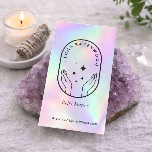Modern Celestial Reiki Master Healer Holographic Visitekaartje