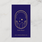 Modern Celestial Reiki Master Healing Hands Blue Visitekaartje (Voorkant)
