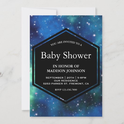 Modern Celestial Space Galaxy Baby shower Kaart (Voorkant)