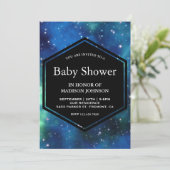 Modern Celestial Space Galaxy Baby shower Kaart (Staand voorkant)