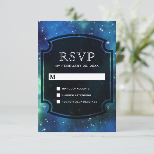 Modern Celestial Space Galaxy RSVP (Staand voorkant)