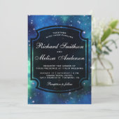Modern Celestial Space Galaxy Wedding Kaart (Staand voorkant)