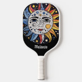 Modern Celestial Sun Moon Monogram Pickleball Paddle (Voorkant)