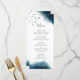 Modern Celestial Waterverf Wedding Dinner Menu