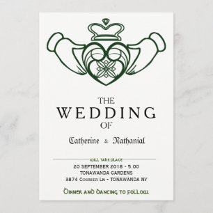 Modern Celtic Claddagh Heart Wedding Invitation Kaart