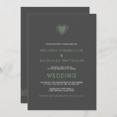 Modern Celtic Heart Irish Wedding Invite, 3981 Kaart (Voorkant / Achterkant)