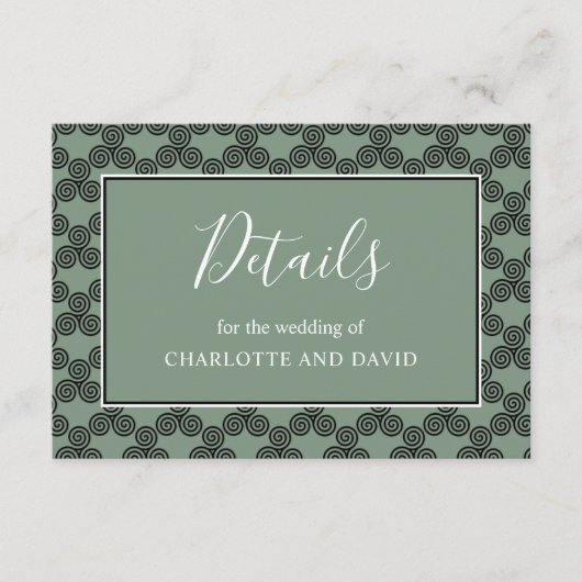 Modern Celtic Knot Irish Wedding Detail Informatiekaartje (Voorkant)
