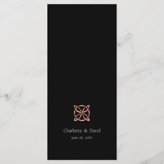 Modern Celtic Knot Roos Gold Wedding Menu (Achterkant)