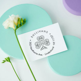 Modern Celtic Knot Shamrock Family Return Address Rubberstempel
