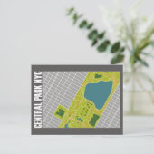 Modern Central Park Map New York City Briefkaart (Staand voorkant)