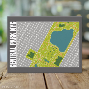 Modern Central Park Map New York City Briefkaart