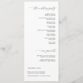 Modern Ceremony Script Calligraphy Elegant Wedding Programmakaart (Achterkant)