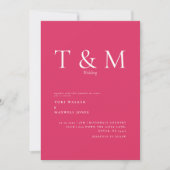 Modern Cerise Monogram No Parents Wedding Kaart (Voorkant)