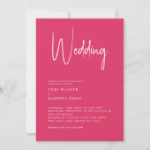 Modern Cerise No Parents Wedding Invitation Kaart (Voorkant)