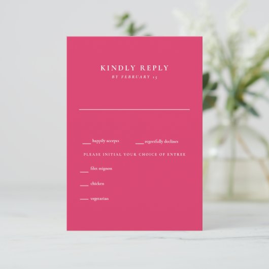 Modern Cerise Wedding RSVP (Staand voorkant)