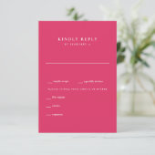 Modern Cerise Wedding RSVP Kaartje (Staand voorkant)