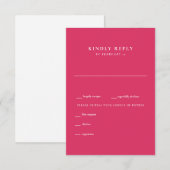 Modern Cerise Wedding RSVP Kaartje (Voorkant / Achterkant)