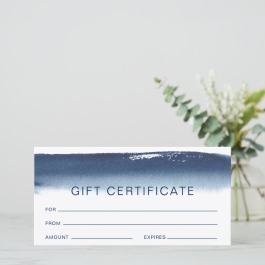 Modern certificaat Navy Blue Watercolor (Staand voorkant)