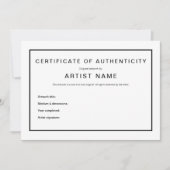 Modern Certificaat van Echtheid voor Kunst Aankondiging (Voorkant)