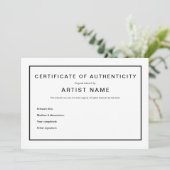Modern Certificaat van Echtheid voor Kunst Aankondiging (Staand voorkant)