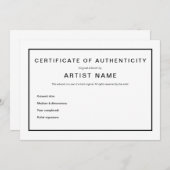 Modern Certificaat van Echtheid voor Kunst Aankondiging (Voorkant / Achterkant)