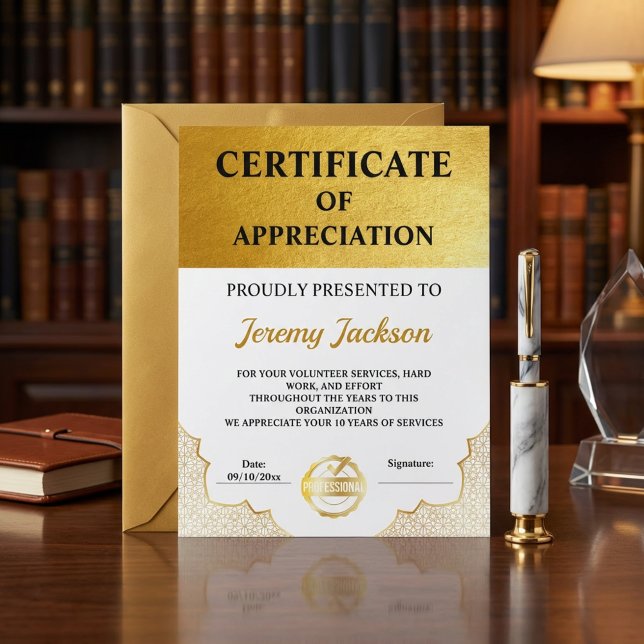 Modern Certificaat van Prestatie Goud: Een Classy (Modern Certificate of Achievement Gold: A Classy)