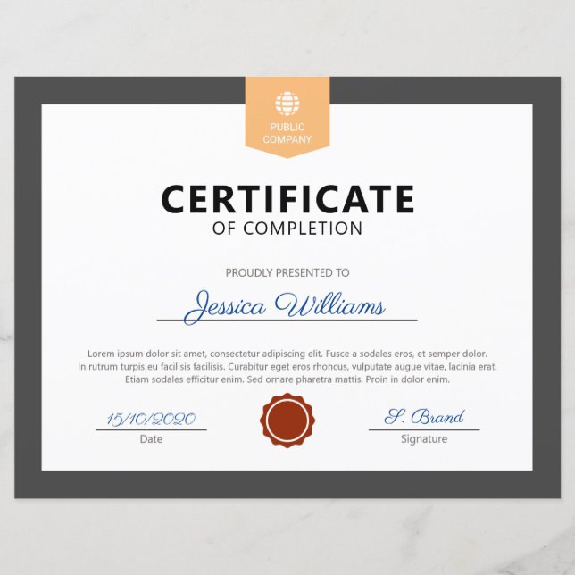 Modern certificaat van voltooiing (Voorkant)