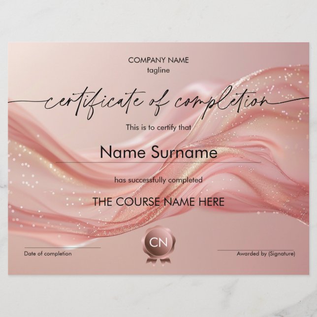 Modern Certificaat van Voltooiing Deelname (Voorkant)