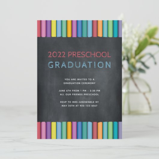 Modern Chalk Preschool Afstuderen Kaart (Staand voorkant)