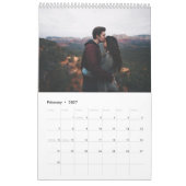 Modern Chalk Script Snowflakes Family Foto Kalender (Feb 2027)