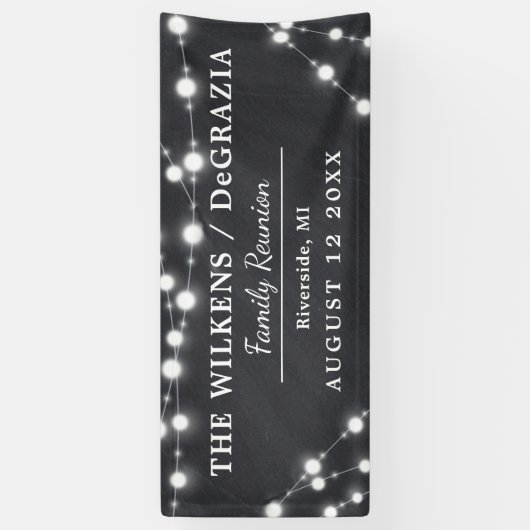 Modern Chalk String Lights Wood Family Reunion Spandoek (Verticaal)