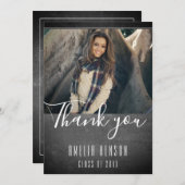 Modern Chalkboard Afstuderen Foto Afstuderen Bedankkaart (Voorkant / Achterkant)