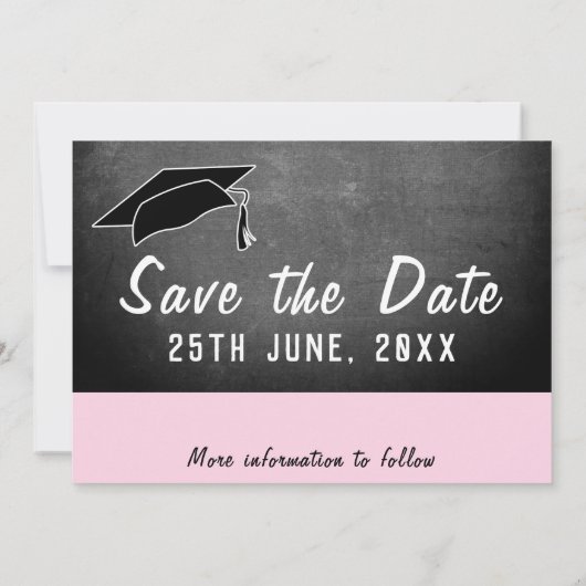 Modern Chalkboard Afstuderen Save the Date Photo Aankondiging (Achterkant)