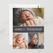 Modern Chalkboard Baby Jongensnaam Foto's Geboorte Briefkaart (Voorkant / Achterkant)