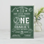 Modern Chalkboard Baseball All Star 1e verjaardag Kaart (Staand voorkant)