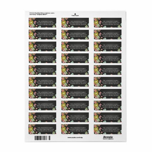 Modern Chalkboard Bloemen Kruis Kant Retouradres Etiket (Full Sheet)