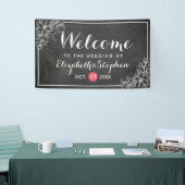 Modern Chalkboard Bloemen Lijst Bruiloft Welkom Spandoek (Beurs)