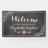 Modern Chalkboard Bloemen Lijst Bruiloft Welkom Spandoek (Horizontaal)