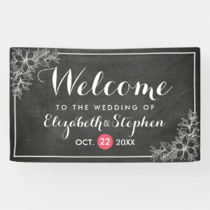 Modern Chalkboard Bloemen Lijst Bruiloft Welkom Spandoek