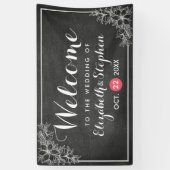 Modern Chalkboard Bloemen Lijst Bruiloft Welkom Spandoek (Verticaal)