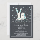 Modern Chalkboard Bunny TWIN Boys Baby shower Kaart (Voorkant)