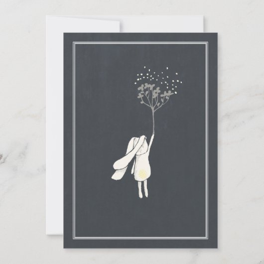 Modern Chalkboard Bunny TWIN Boys Baby shower Kaart (Achterkant)