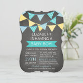 Modern Chalkboard Bunting Boys Baby shower Kaart (Staand voorkant)
