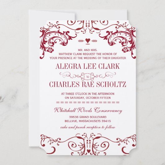 Modern Chalkboard Burgundy Typography Invite Kaart (Voorkant)
